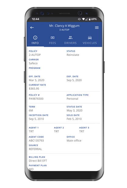 Agent Portal - Policy Details