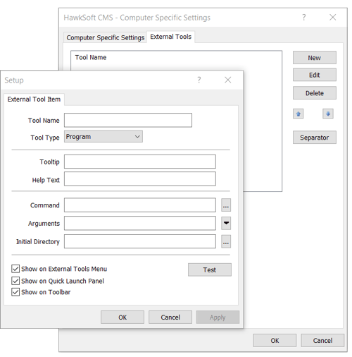 External Tool Setup