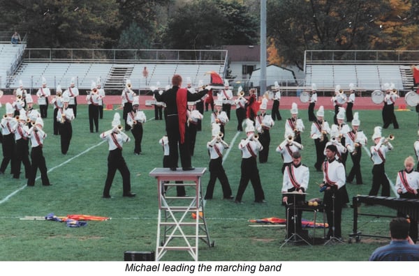 Michael leadign the marching band