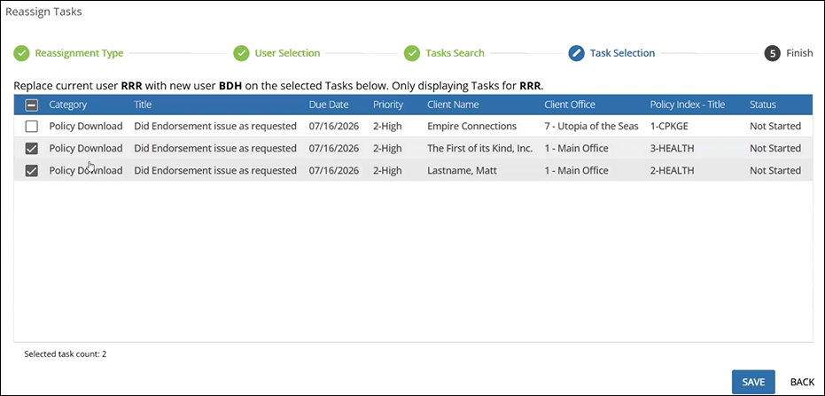 Reassign Tasks