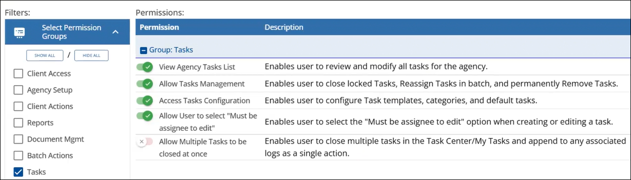 Tasks Permissions
