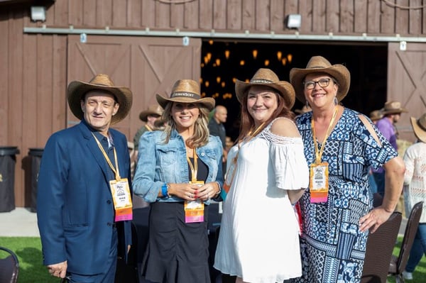 Welcome Reception - hats outside